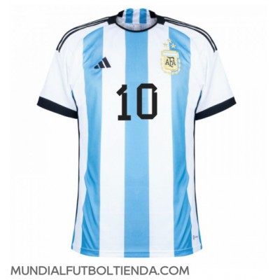 Camiseta Argentina Lionel Messi #10 Primera Equipación Replica Mundial 2022 mangas cortas